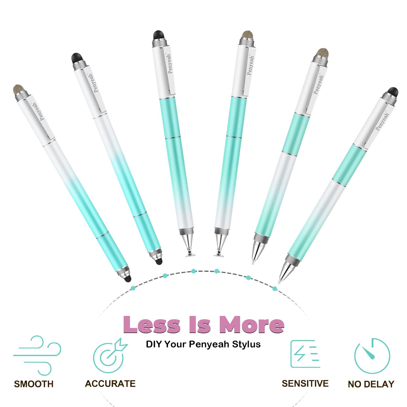 Capacitive Stylus Pen 4-in-1 Dream Blue - 4 Interchangeable Tips