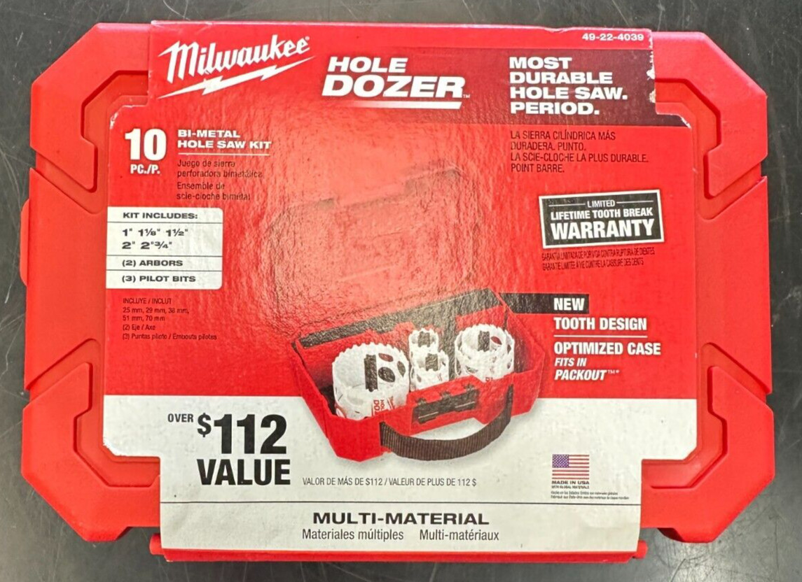 Milwaukee 49-22-4039  Hole Dozer Bi-Metal Hole Saw Set  10Pc