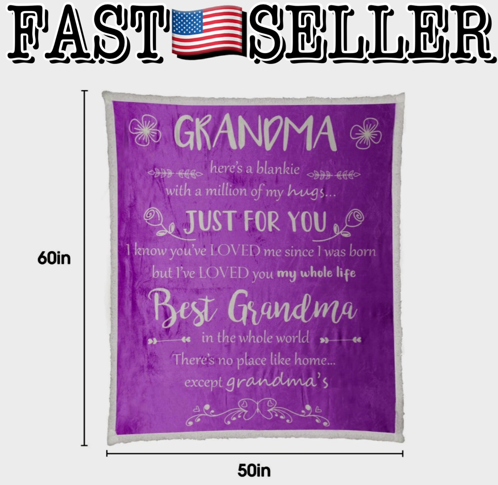 Blankiebkiss Grandma Throw Blanket 50” x 60” Grandma Gifts Purple