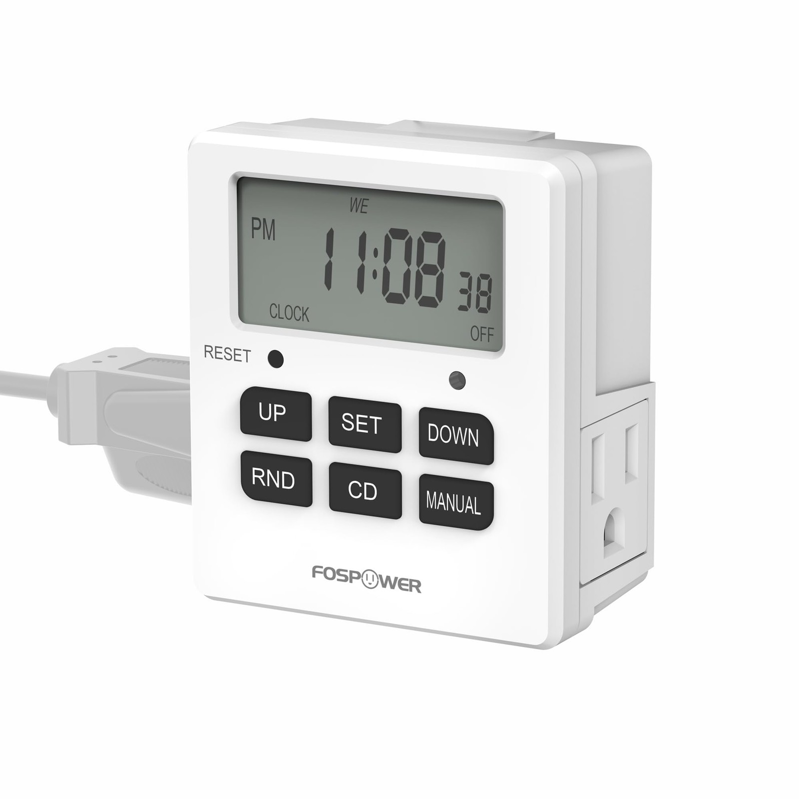 Fospower 7 Day Digital Timers for Electrical Outlets Indoor, Heavy Duty Dual ...