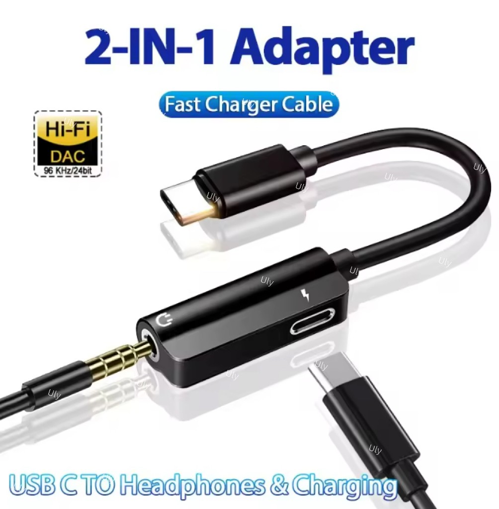 Type-C to3.5mm Headphone Jack AUX Adapter and Charger For iPhone 17 16 15 14 Lot