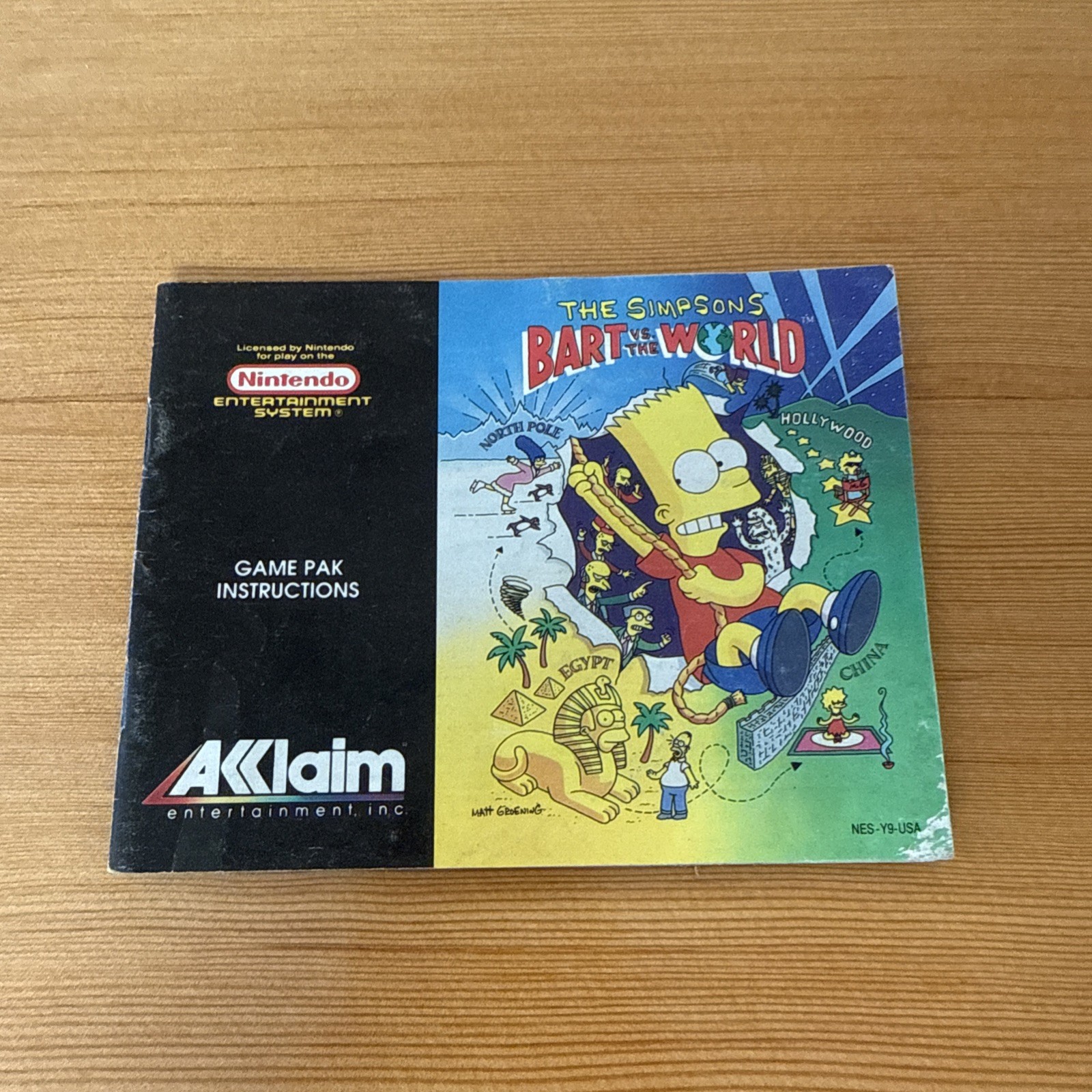 Simpsons Bart Vs. The World - Original Nintendo NES Manual