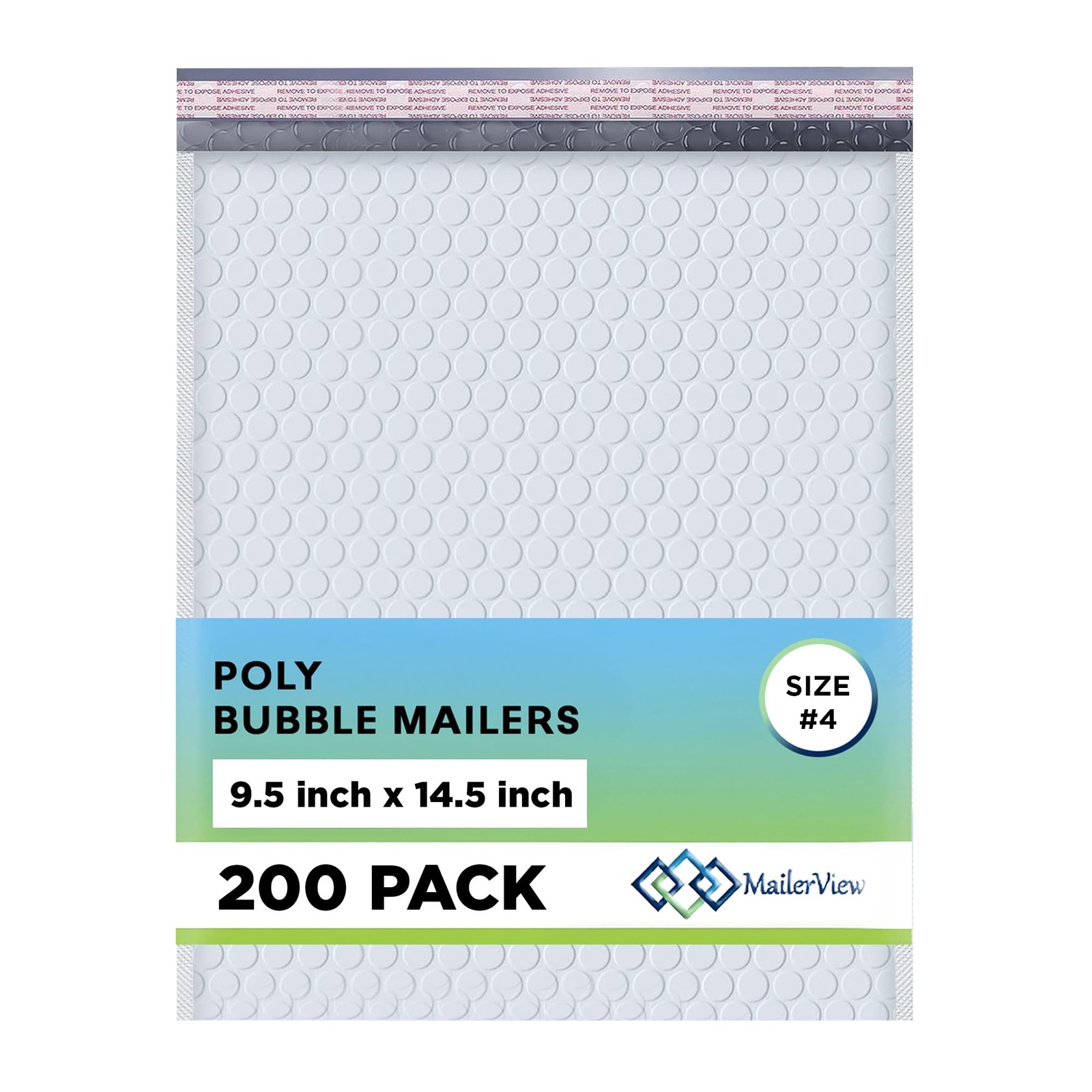 White Large Poly Bubble Mailers 9.5x14.5 inch #4 | Self Seal Padded Envelopes Cu
