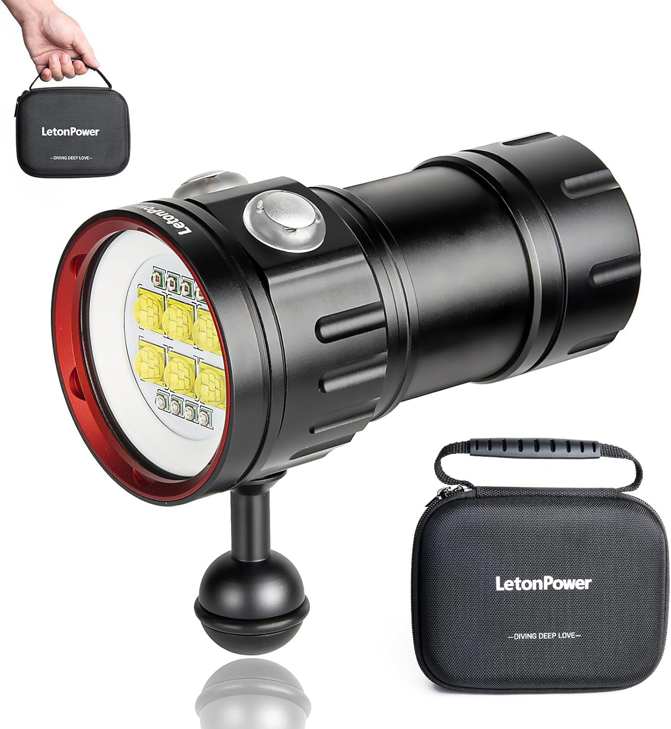 B24 Dive Light Underwater Flashlight 9000Lumens Underwater Video Lights 80M Scub