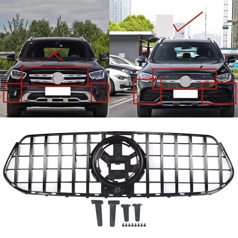 Black Front Bumper Grille Cover For Benz C167 X167 Gle350 300d 450 2020-2023