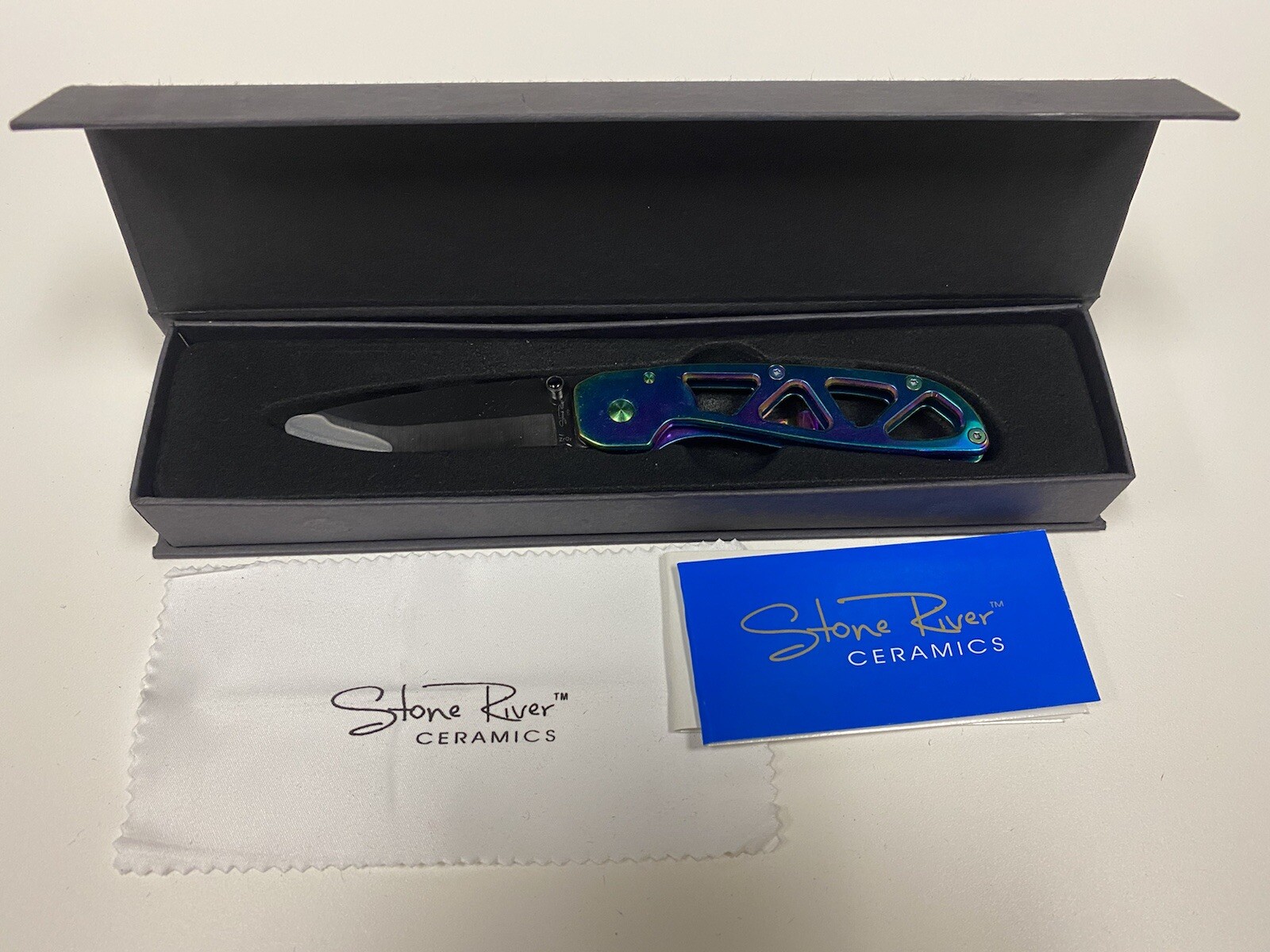 New Stone River Gear SRG5RTB Ceramic Folding Knife w Titanium Coated Handle