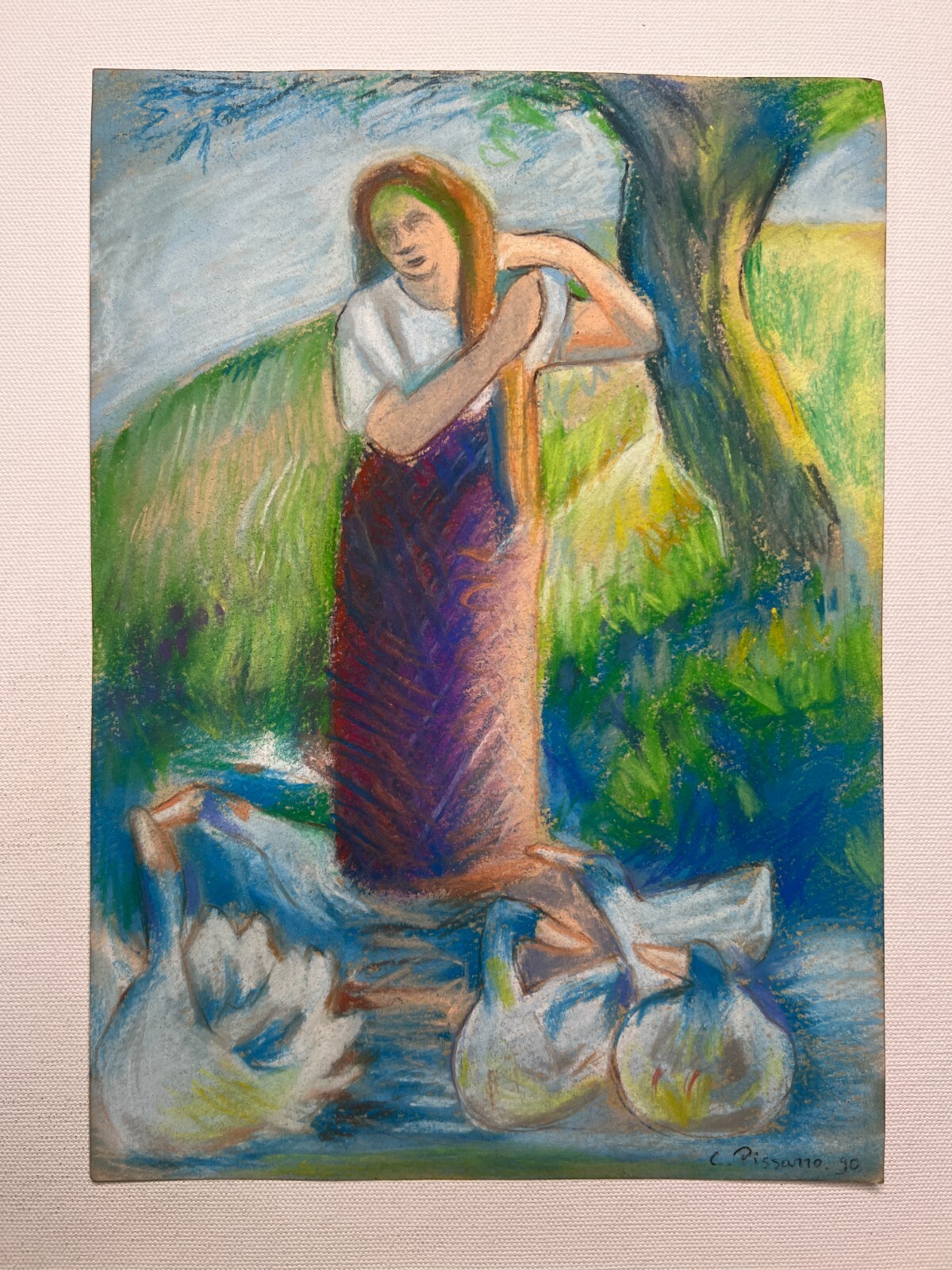 Camille Pissarro Drawing on paper (Handmade) signed and stamped mixed media.