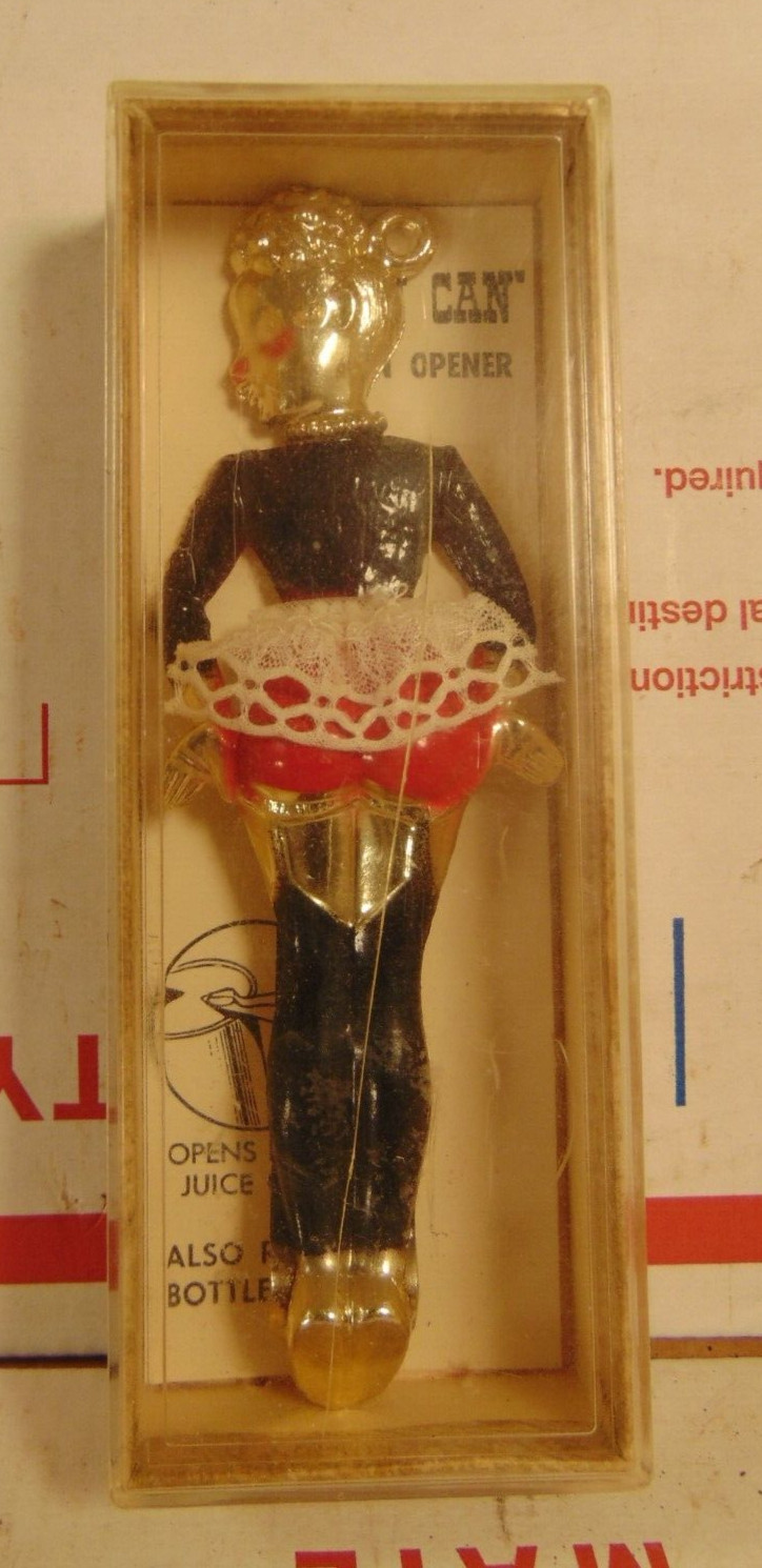 1950s VINTAGE NAUGHTY GIRL 'CAN CAN' CAN OPENER ORIGINAL NOS L@@K GIRLIE