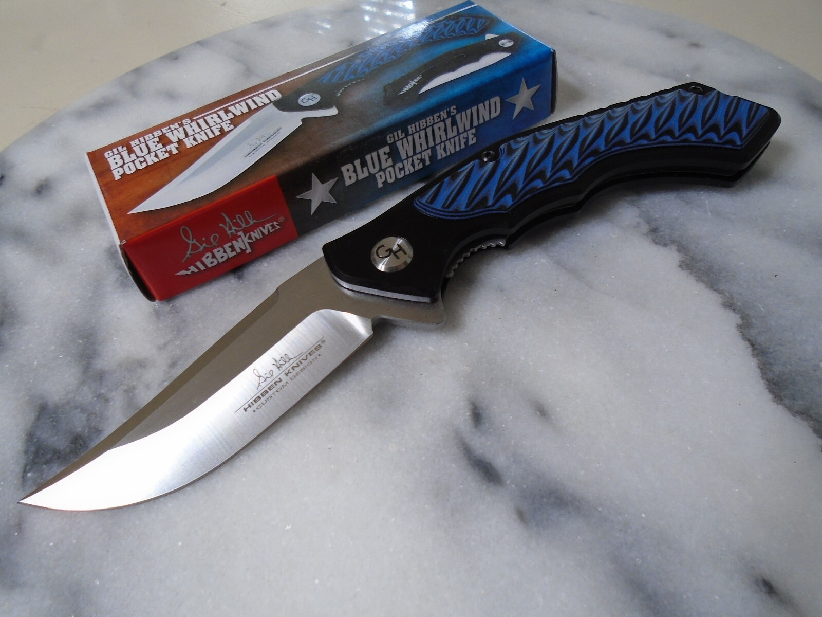 Gil Hibben Whirlwind Ball Bearing Pivot Pocket Knife 7Cr17 Blue G10 GH5125 New