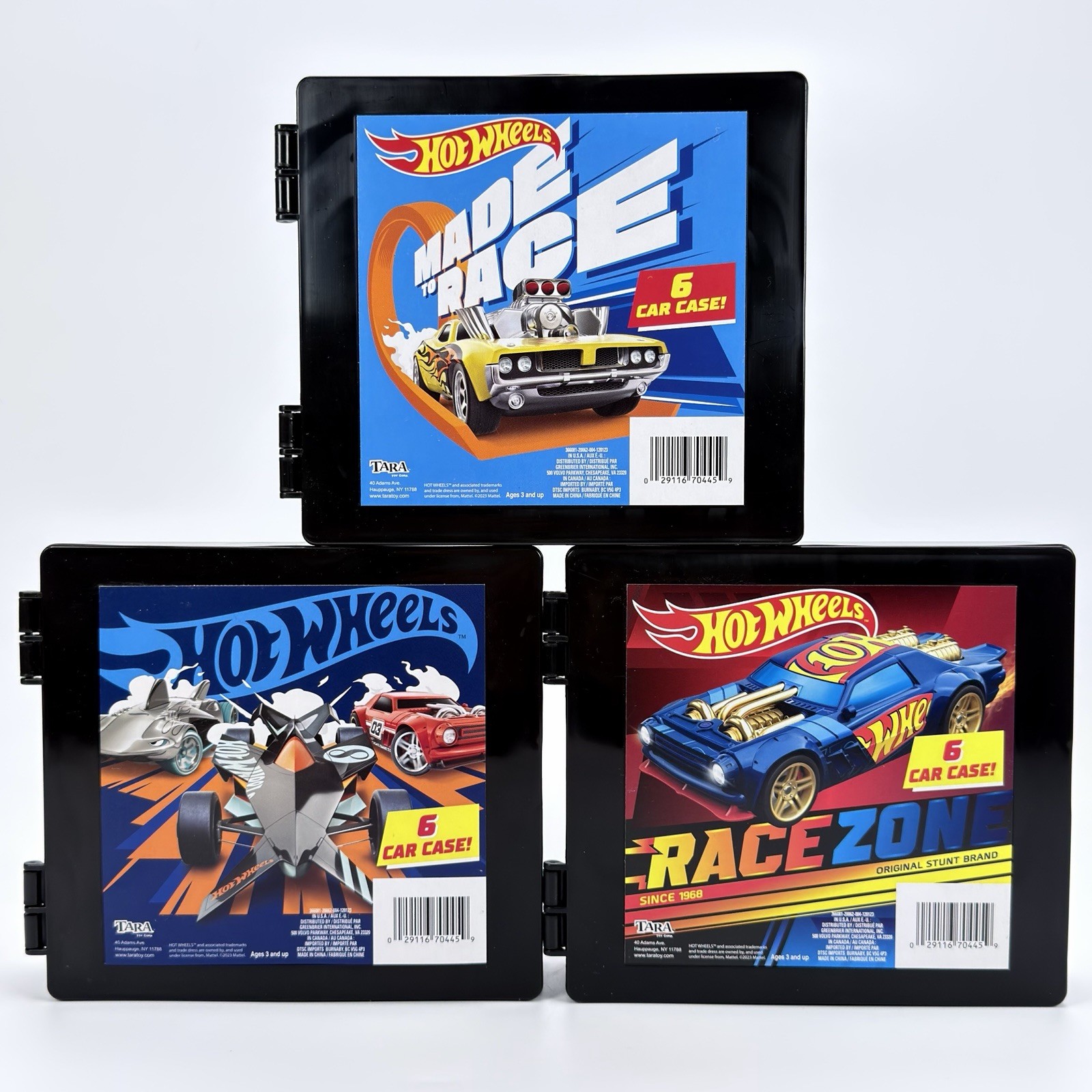 Hot Wheels 6 Car Travel Storage Plastic Case - 3 Piece Set - By Tara Toy Corp.