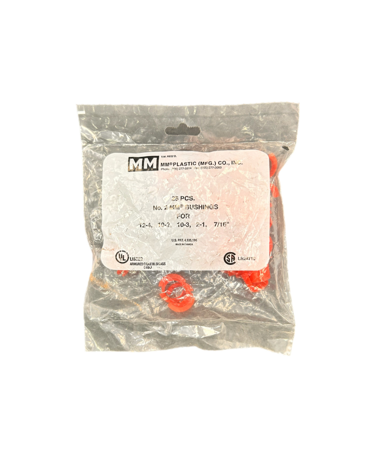 MM BUSHINGS N0. 2 MM FOR 12-4 10-2 2-1 7/16 25 PIECES IN BAG