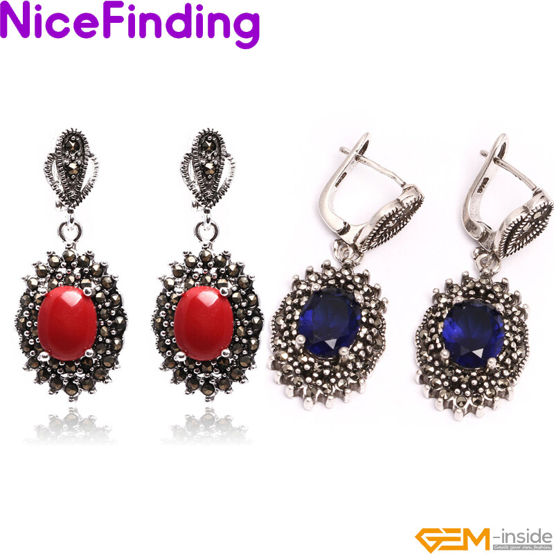 Assorted Stone Crystal Drop Dangle Stud Earrings Marcasite Beads Jewelry Gift