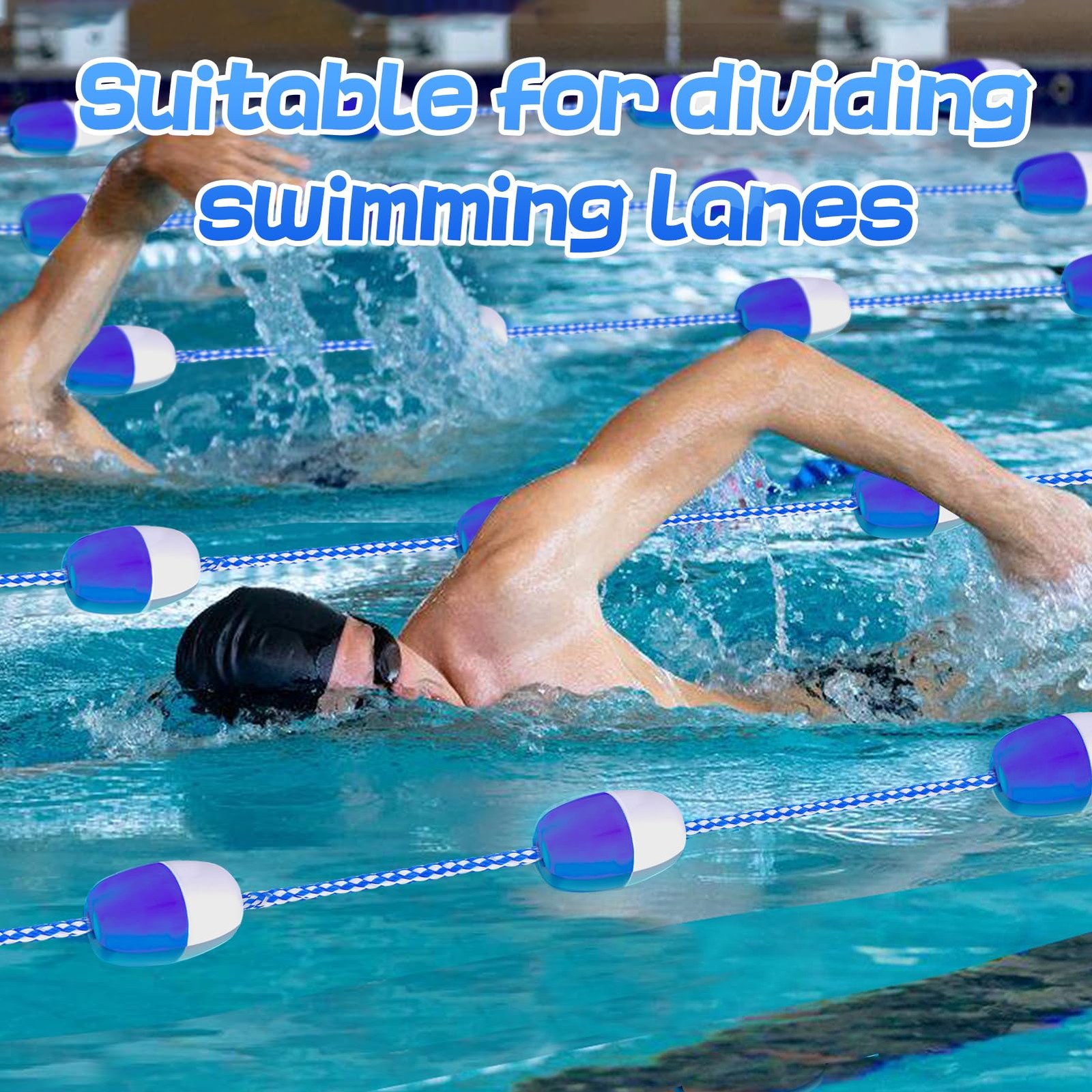 16ft 20ft Adjustable Pool Safety Rope with Floats, Floating Pool Divider Stur...
