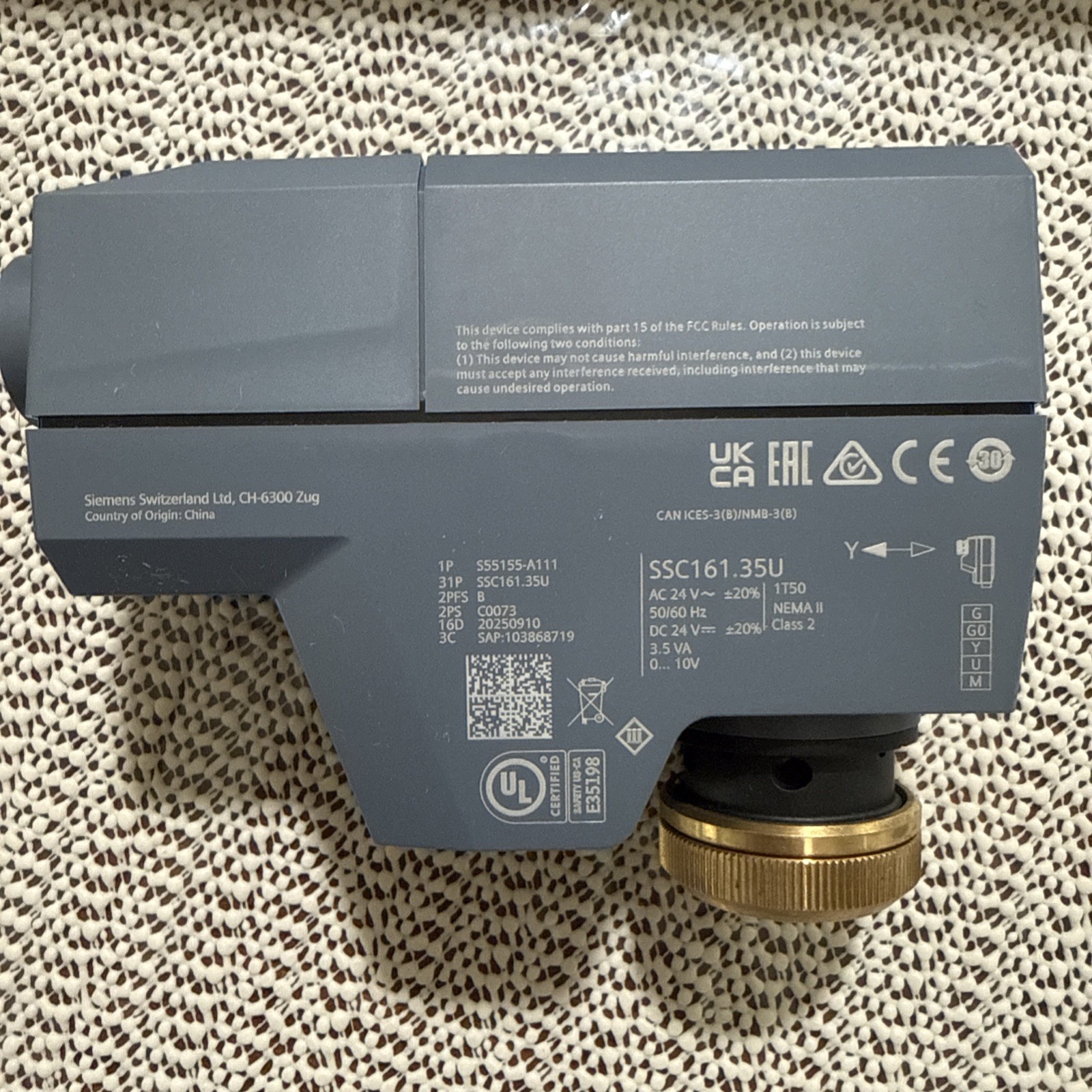 SIEMENS S55155-A111 POWERMITE 599 SERIES ACTUATOR SSC161.35U 3P FS MT SERIES NEW