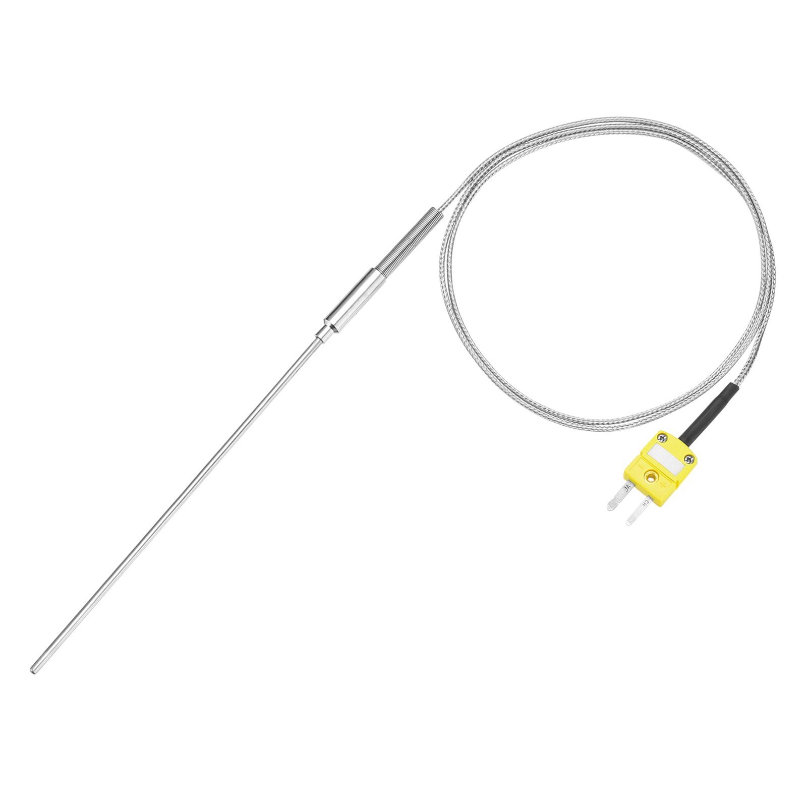 K Type Thermocouple with Plug,Temperature Sensor -40 to 1100°C 2.5x200mm 3.3ft
