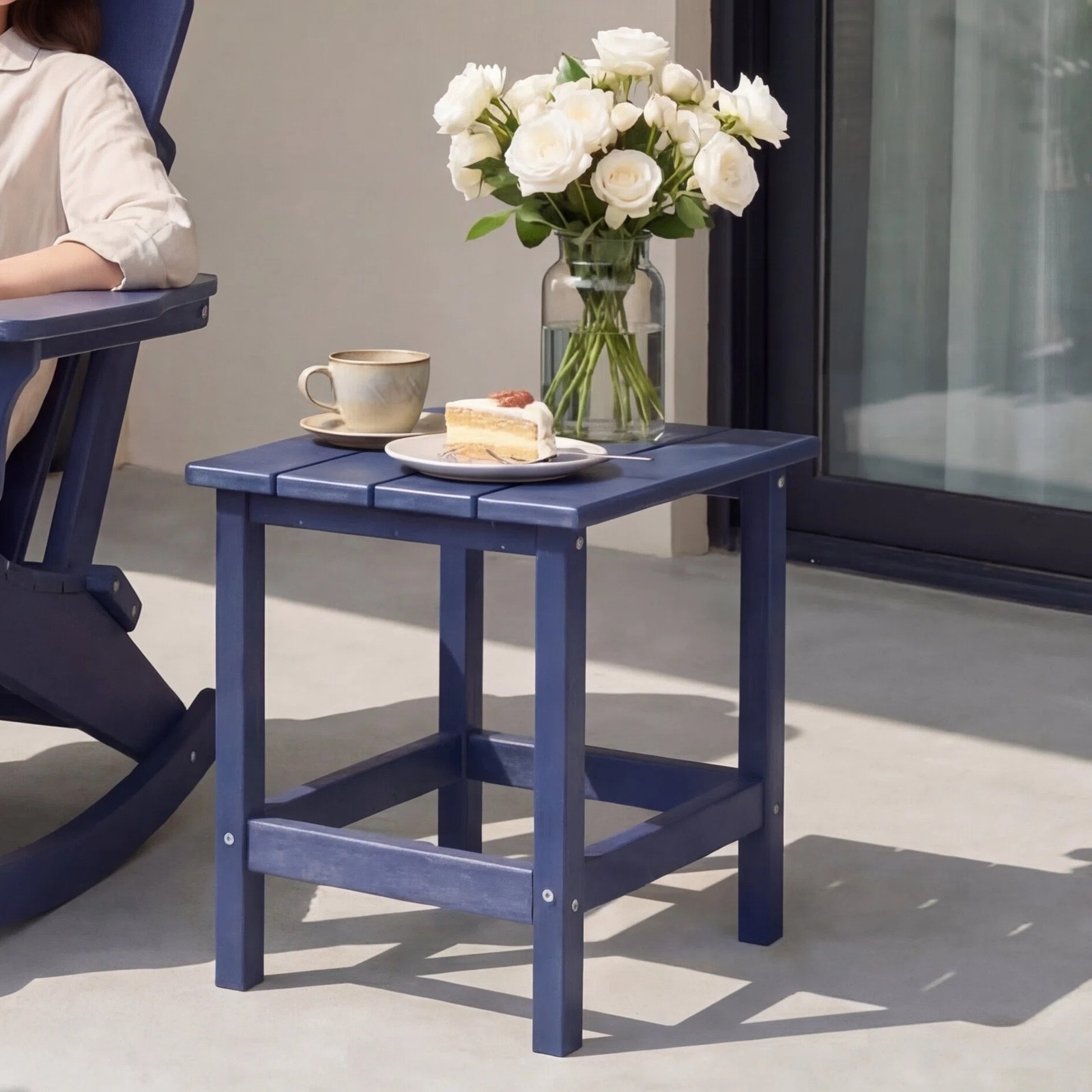 Adirondack Square Outdoor Side Table HDPE Navy Blue