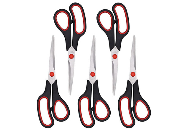 Ultra Sharp Office Scissors Comfort Grip Shears Multipurpose Craft Supplies 5 Pc