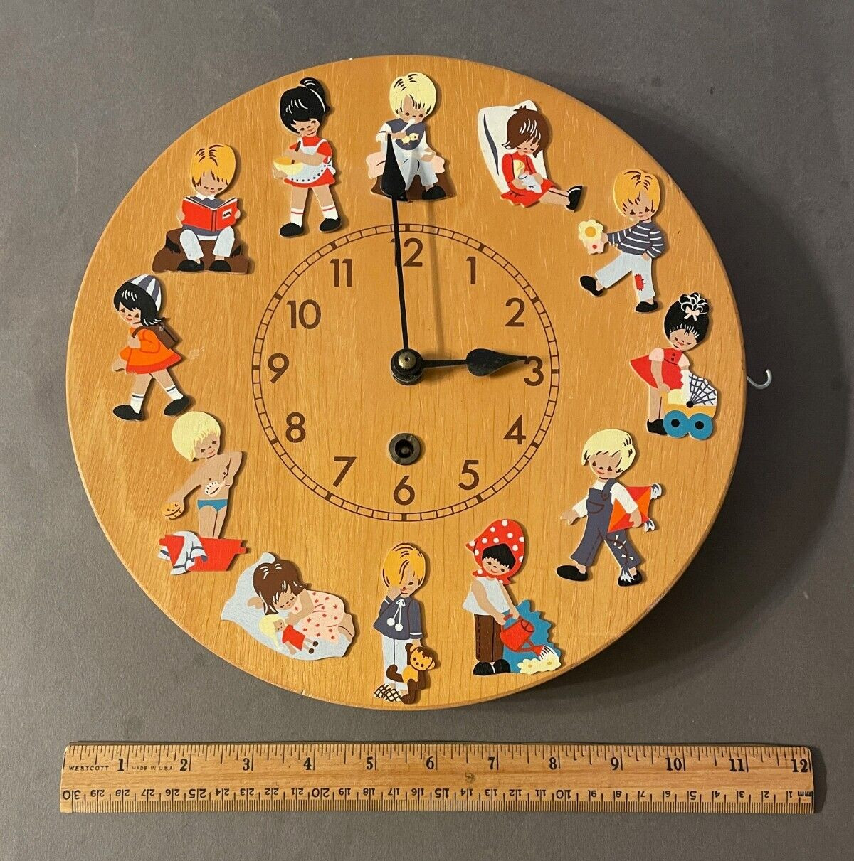 VTG MCM MERTENS KUNST GERMANY CHILDREN'S NURSERY ROOM ROUND CLOCK PARTS/REPAIR