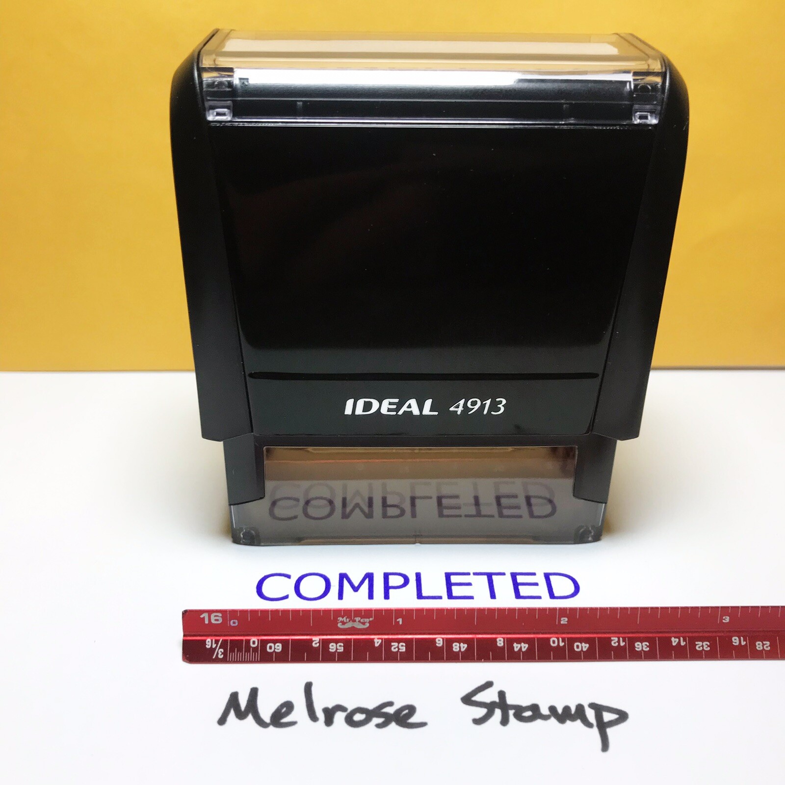 Completed Rubber Stamp Purple Ink Self Inking Ideal 4913