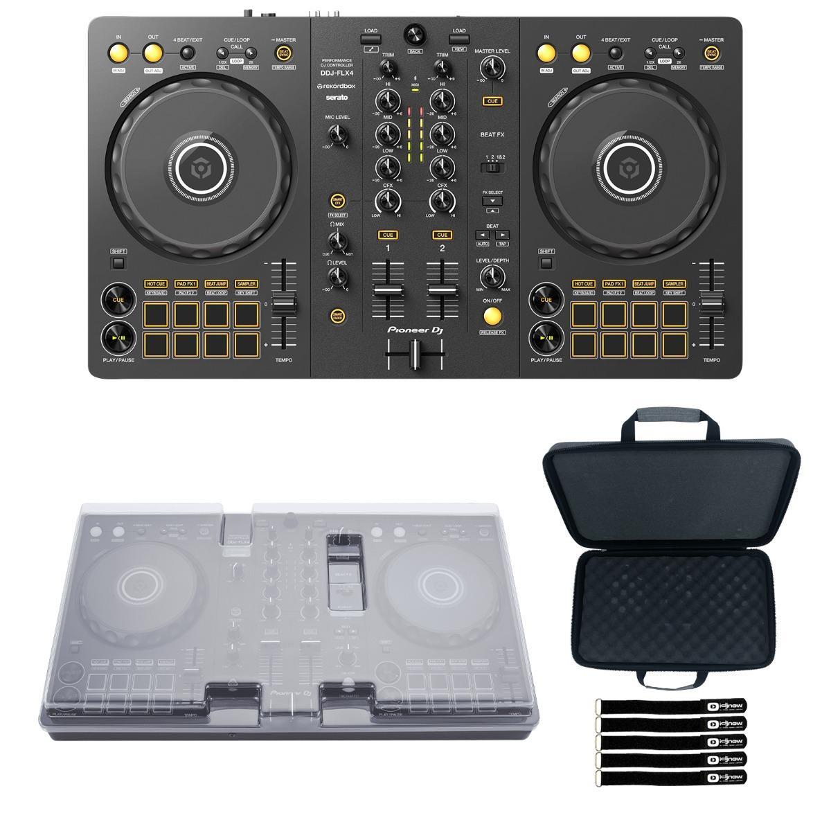 Pioneer DDJ-FLX4 2-Channel DJ Controller with Case & Cover Package