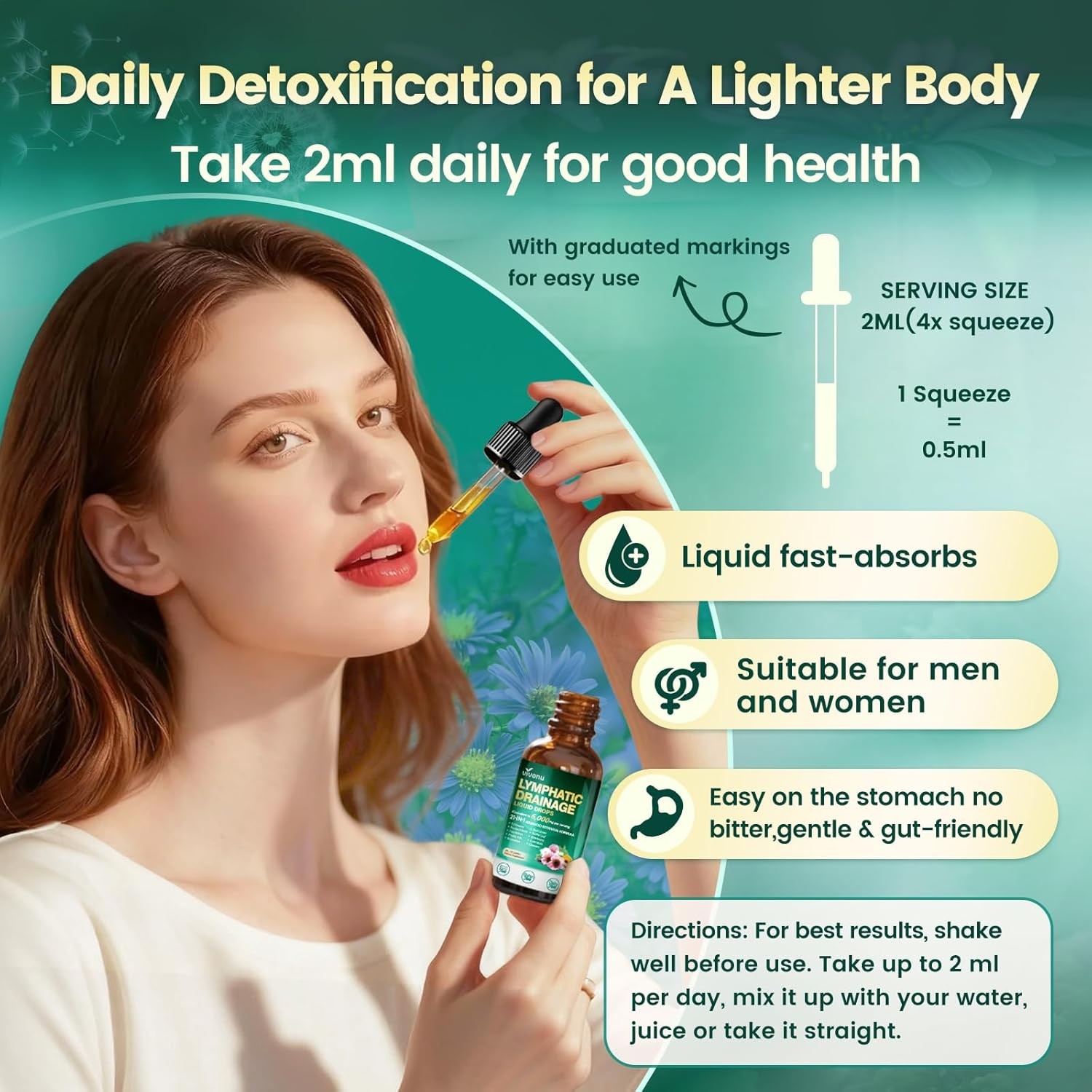 Lymphatic Drainage Drops Liposomal Immune Cleanse Support / Drenaje Linfatico