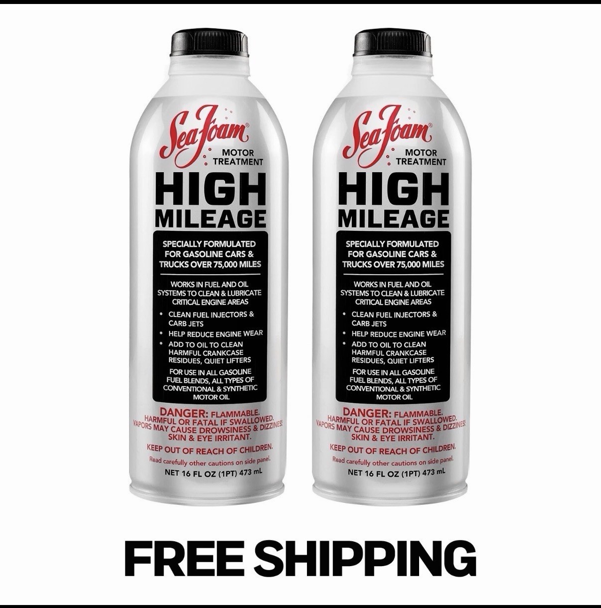 Sea Foam High Mileage HM16 Gasoline Fuel and Oil Treatment 16oz Pack of 2