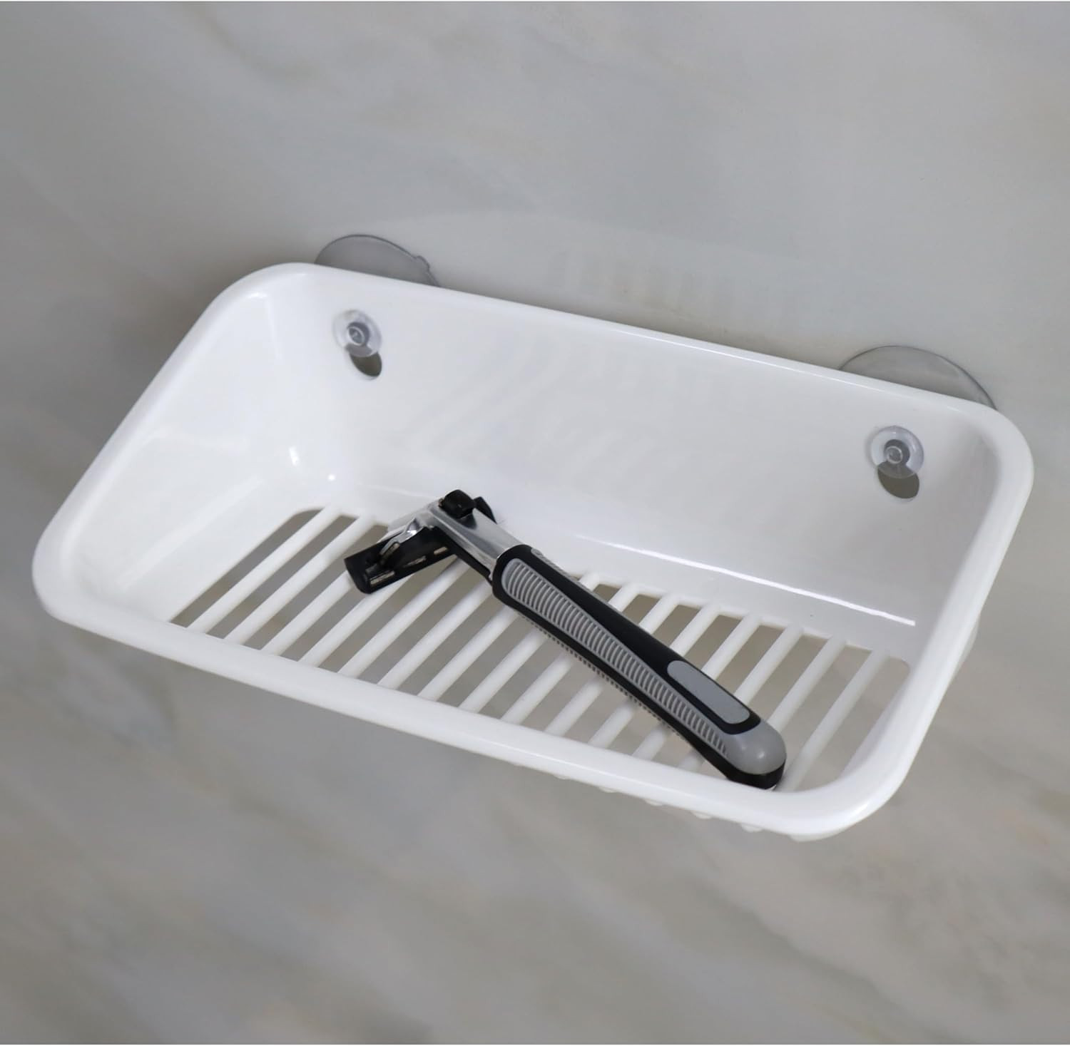 EIKS Storage Basket Organizer Shelf with Suction Cup for Bedroom Office White