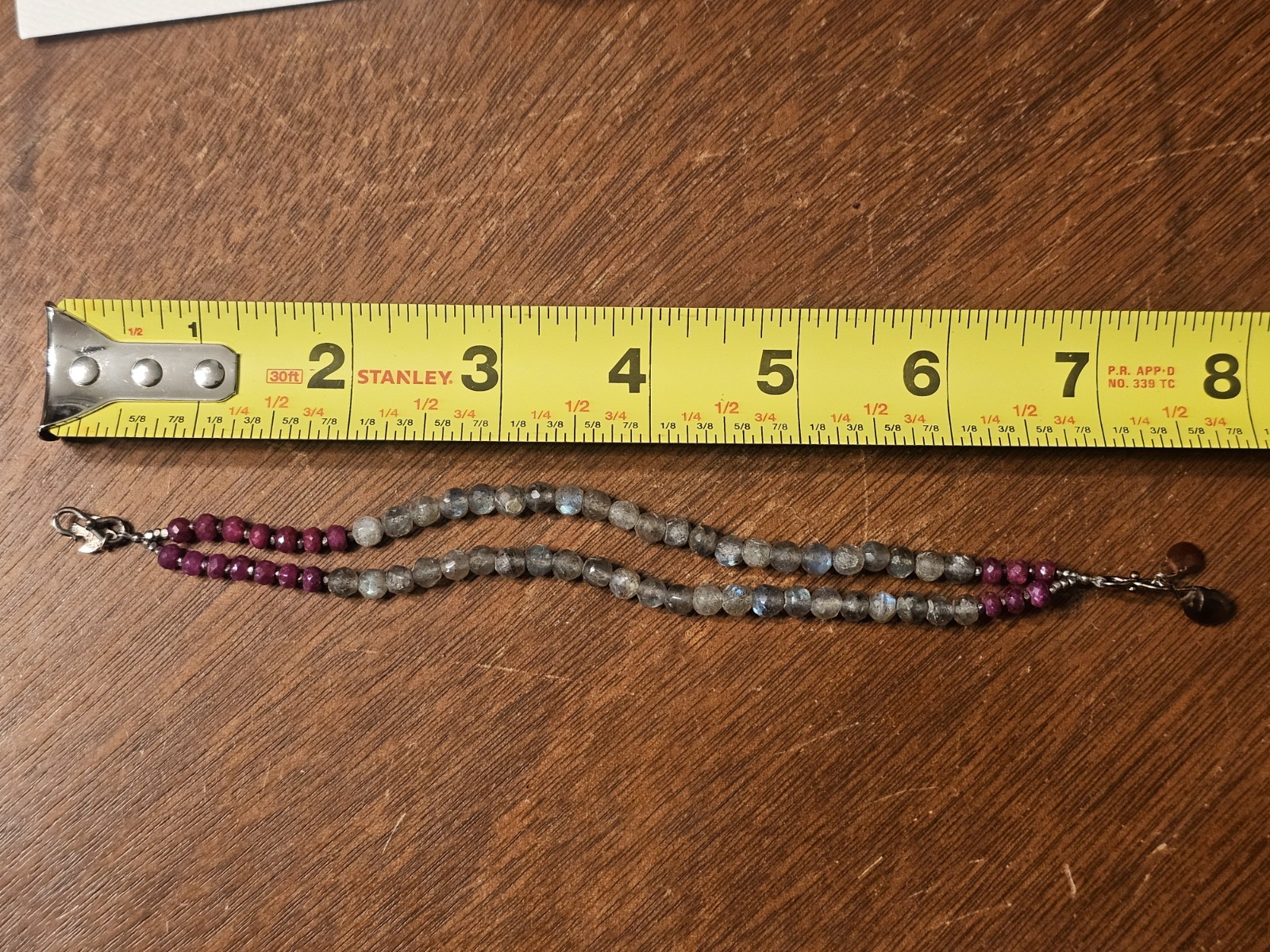 Sundance Catalog Peyote Bird Bracelet Labradorite Ruby Beaded Sterling Silver