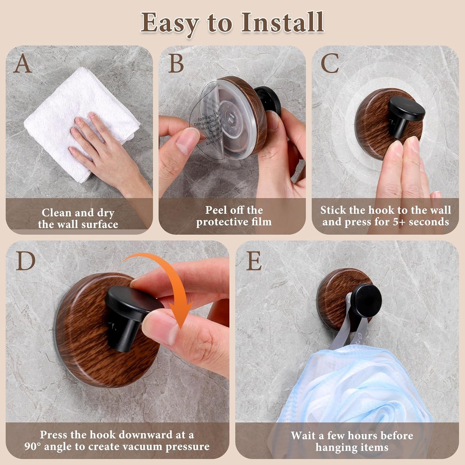 Suction Cup and Adhesive Tape Double Locking Hook,Wall Hook,Towel Hook, Shower
