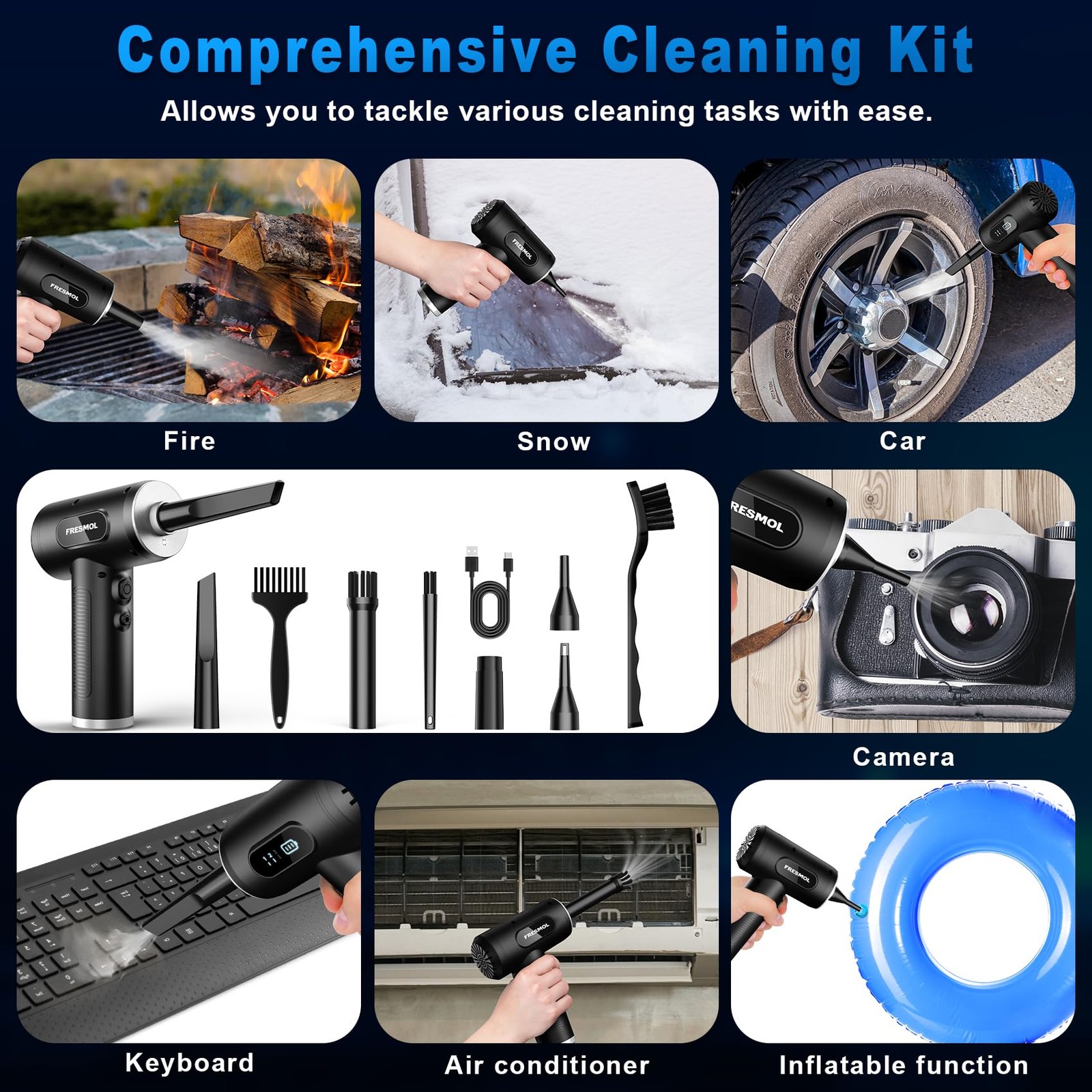 Compressed Air Duster, Rechargeable Cordless Air Blower