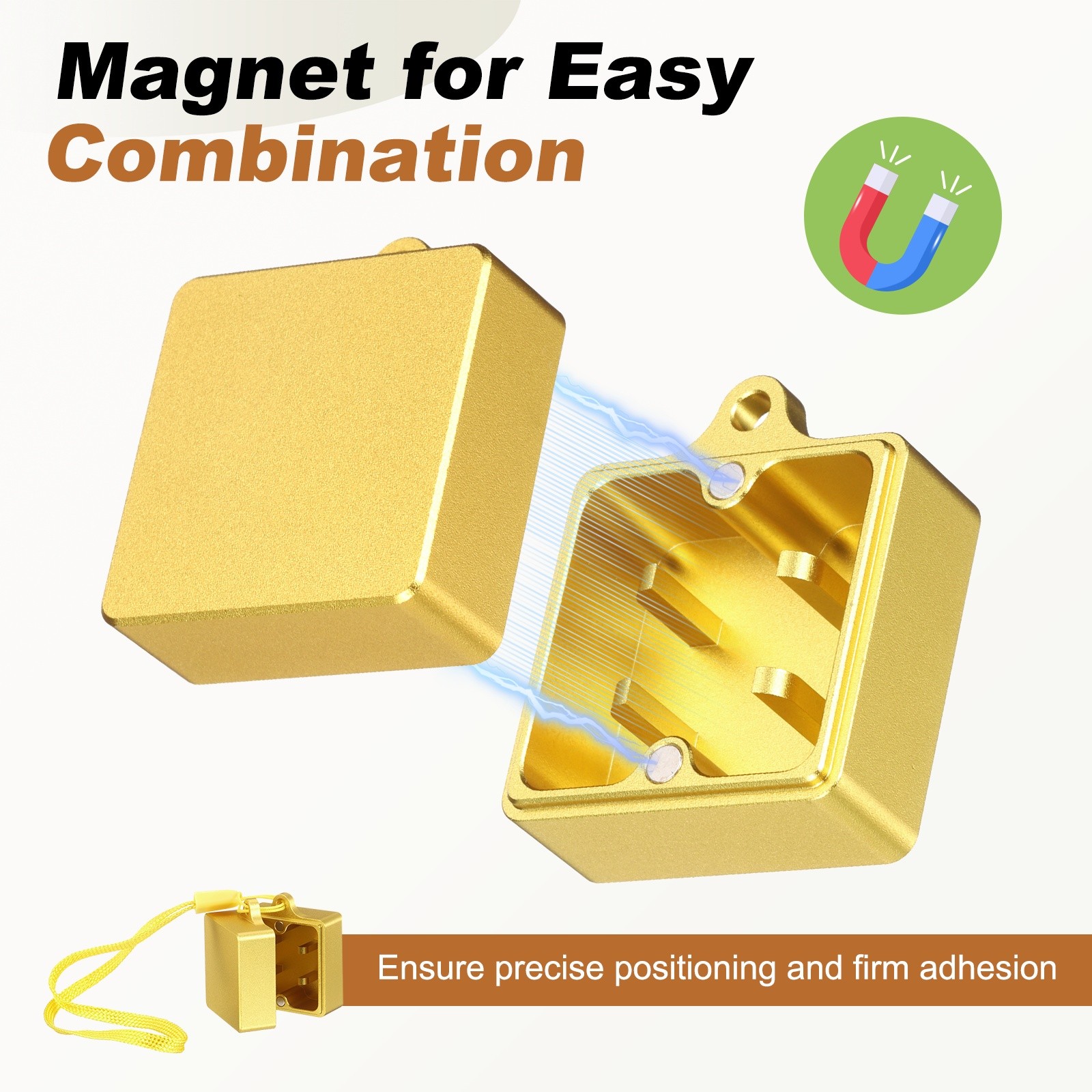 2 in 1 Switch Opener Aluminum Keyboard Switch Opener Magnet with String Gold