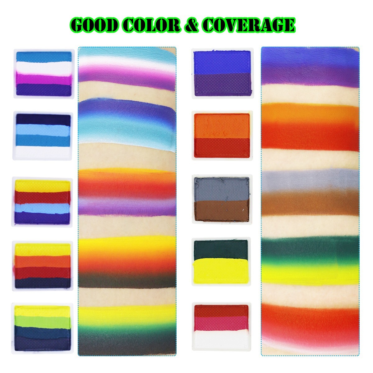 Bowitzki Professional Face Paint kit Split Cakes 1 Stroke Body Paint Brushes Set