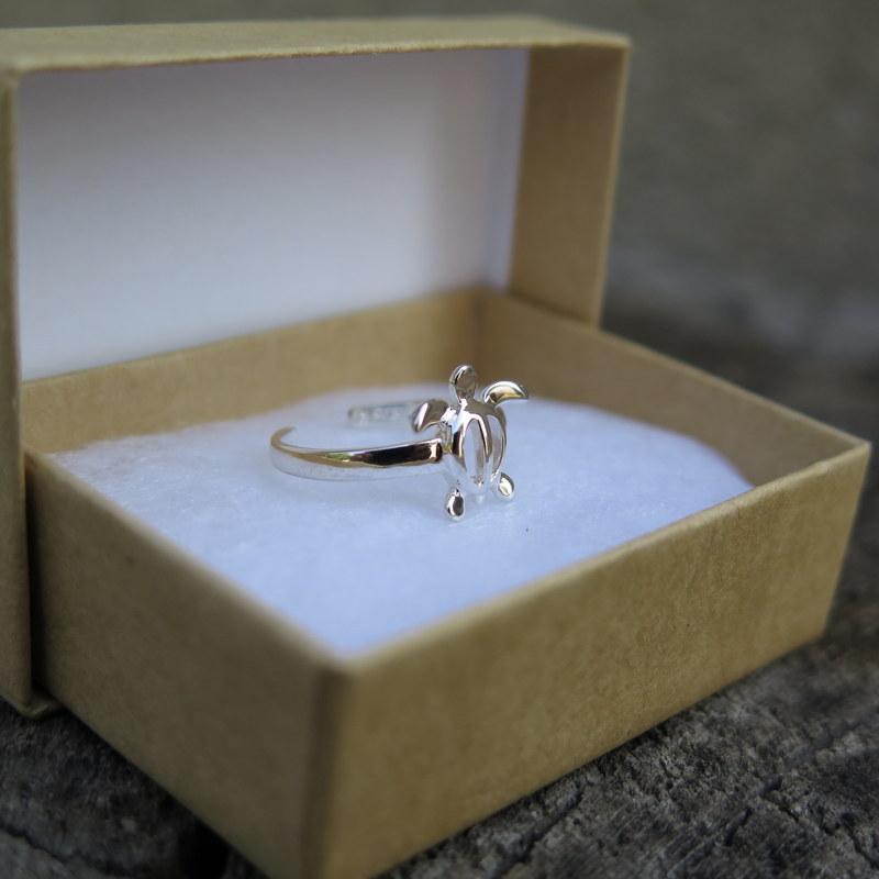 Hawaiian Hawaii Honu Sterling Silver Turtle Silver Shell Open Toe Ring TR1311