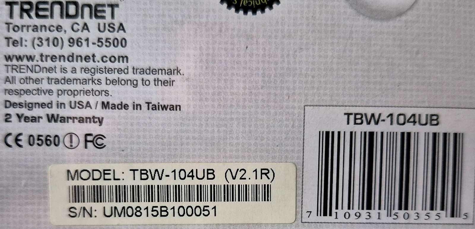 TRENDnet TBW-104UB Advanced High Speed Bluetooth USB 2.0 Adapter NEW