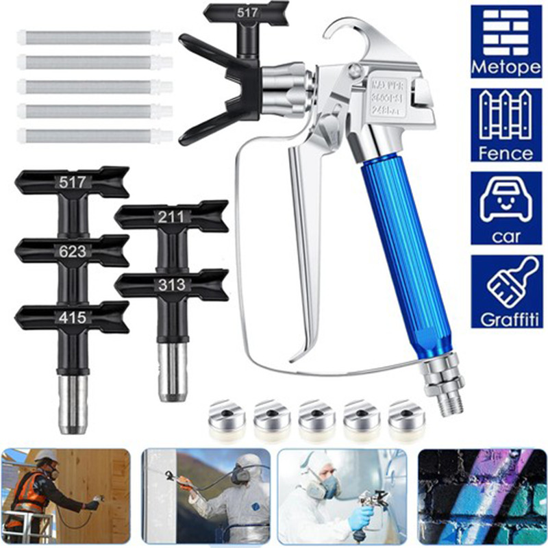 3600PSI Airless Paint Spray Gun with 517 Tip Nozzle Guard For Wagner Sprayers