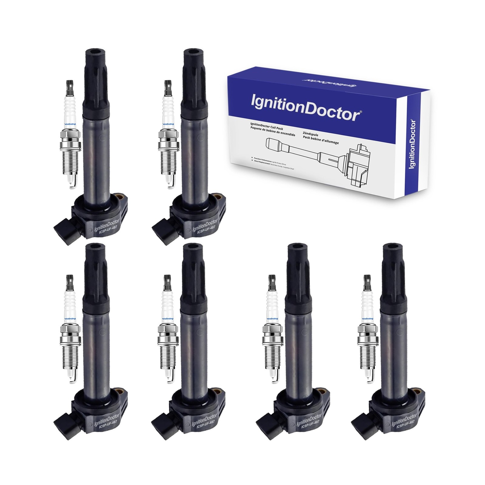 Iridium Spark Plugs and Coil Packs of 6 Combo Compatible with Select 2005-201...