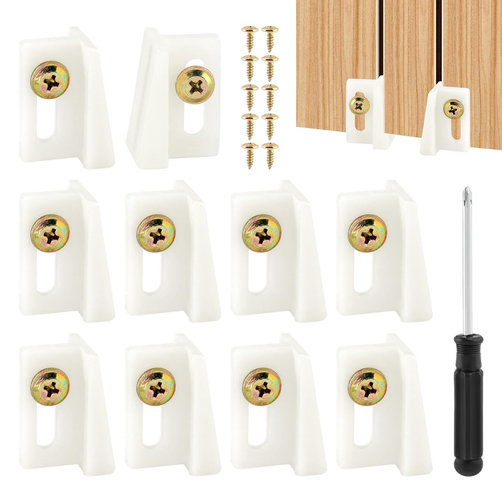 10 Pack White Pocket Door Bottom Guide Kit Jamb Mounted Door Guides