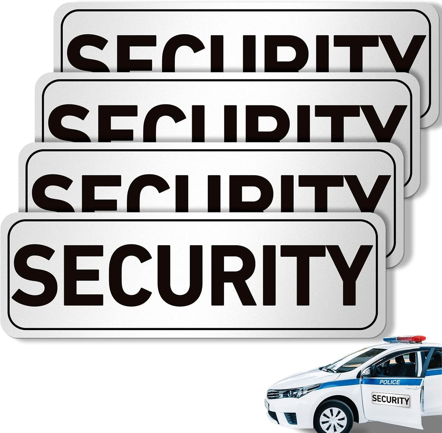 4 Pcs Security Car Magnetic Signs Reflective Security Heavy Duty Signs for Vehic