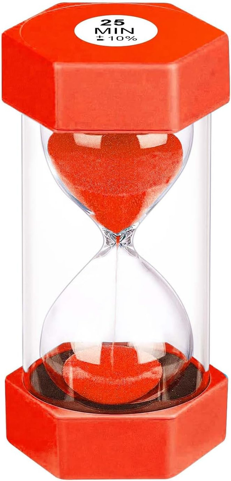 25 Minute Hourglass Sand Timer, Plastic Sandglass Watch Timer, Unbreakable Red S