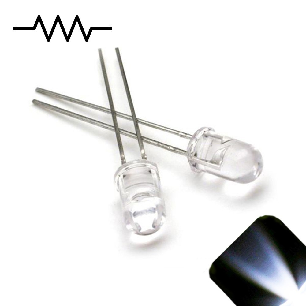 10 x 12v 5mm LED Light Cool White Ultra Bright Internal Resistor 5v-15v 9v 6 no