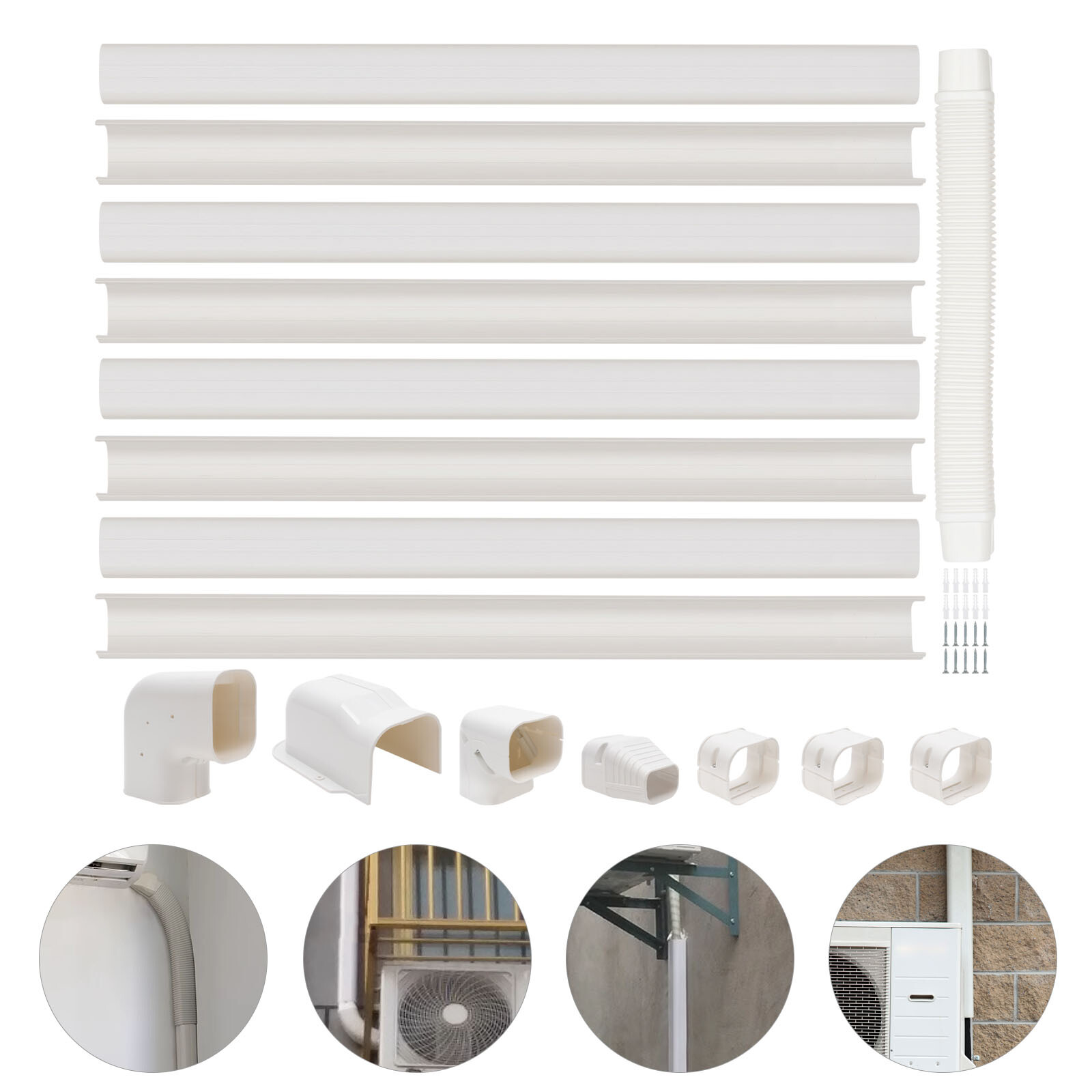 3" W 15ft L Pvc Line Ac Set Cover Kit Decorative White For Air Conditioner