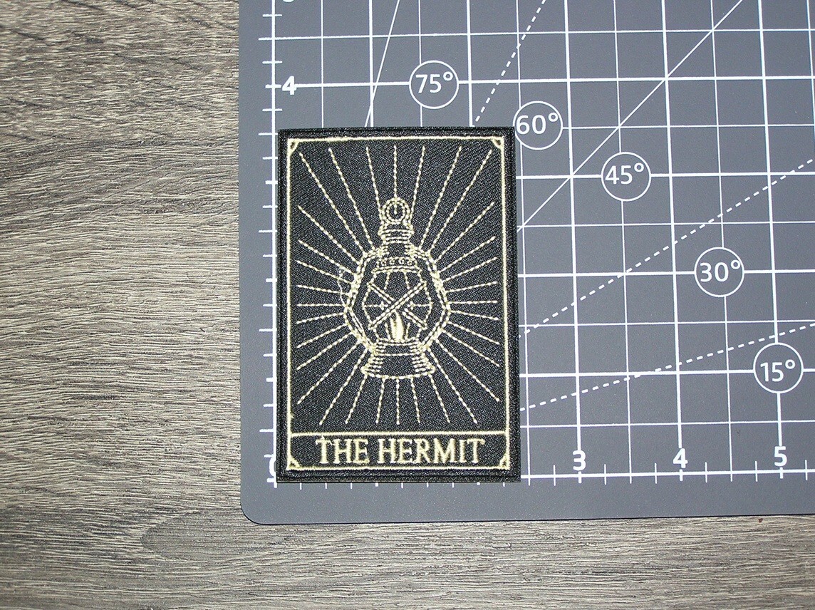 The Hermit Lantern Tarot Card Punk Goth Embroidered Iron On Patch 2.5" x 3.5"