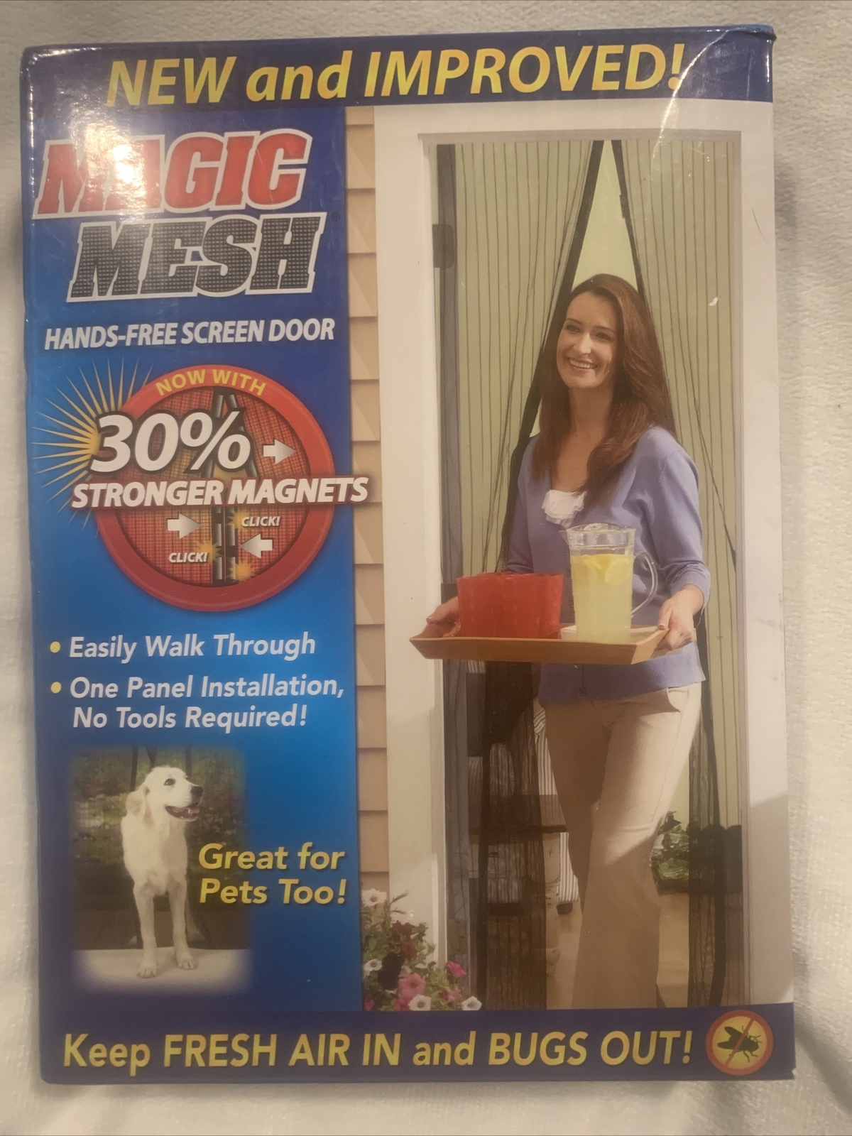 Magic Mesh Deluxe Hands Free Magnetic Screen Door 83" x 39" Black Keep Bugs Out