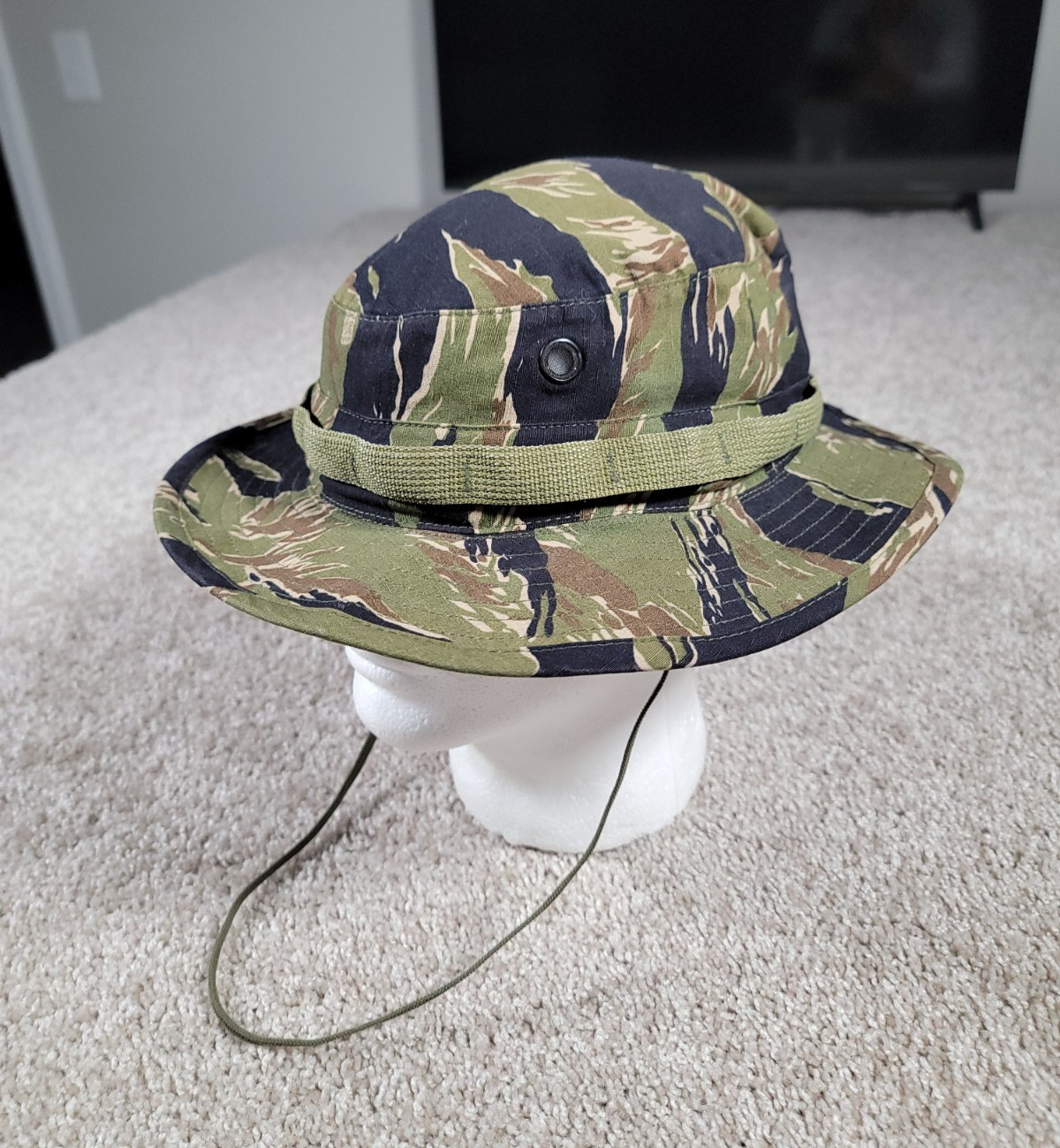 Vintage US Military Hat Boonie Sz 7 Urban Tiger Stripe Camo Bucket Cap 90s RARE