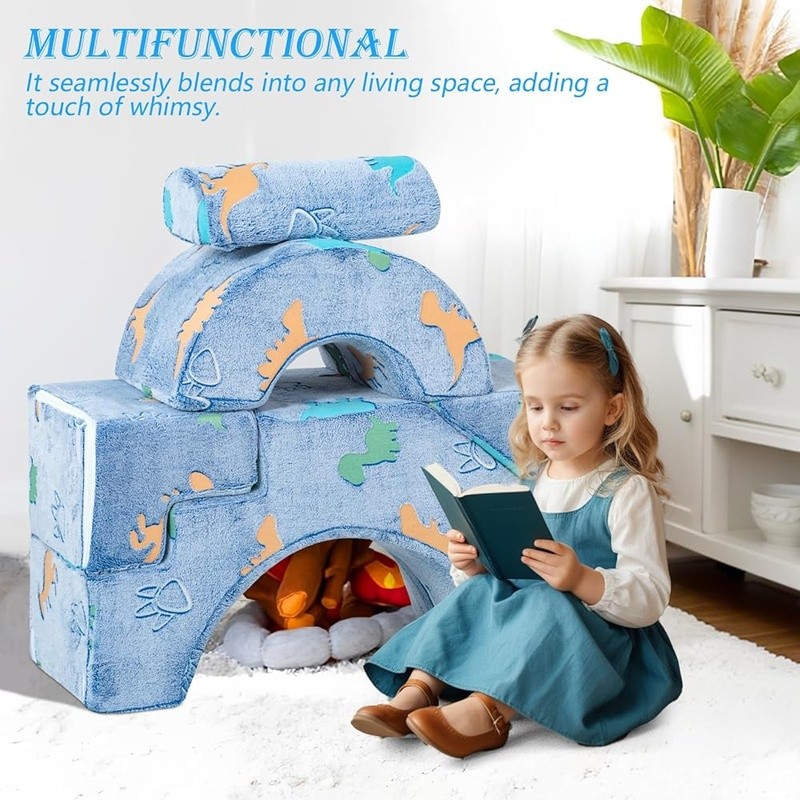 Convertible Kids Couch W/ Slide & Climbing Stairs Soft Foam Play Furniture New