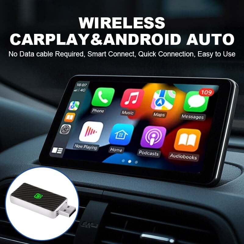 Mini Wireless CarPlay Adapter Bluetooth Auto Connection Plug & Play USB Dongle