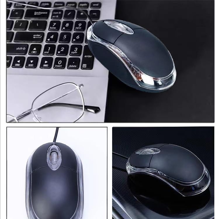 2 Pack Wired Mini Optical Mouse Computer Ergonomic 2 pack black