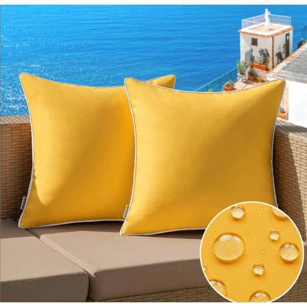 MIULEE Pack of 2 Outdoor Pillow Covers 18x18 Inch Yellow