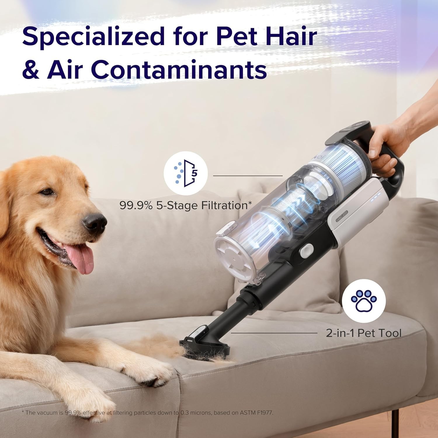 LEVOIT Cordless Stick Vacuum, 50Min, Tangle-Resistant, LVAC-200