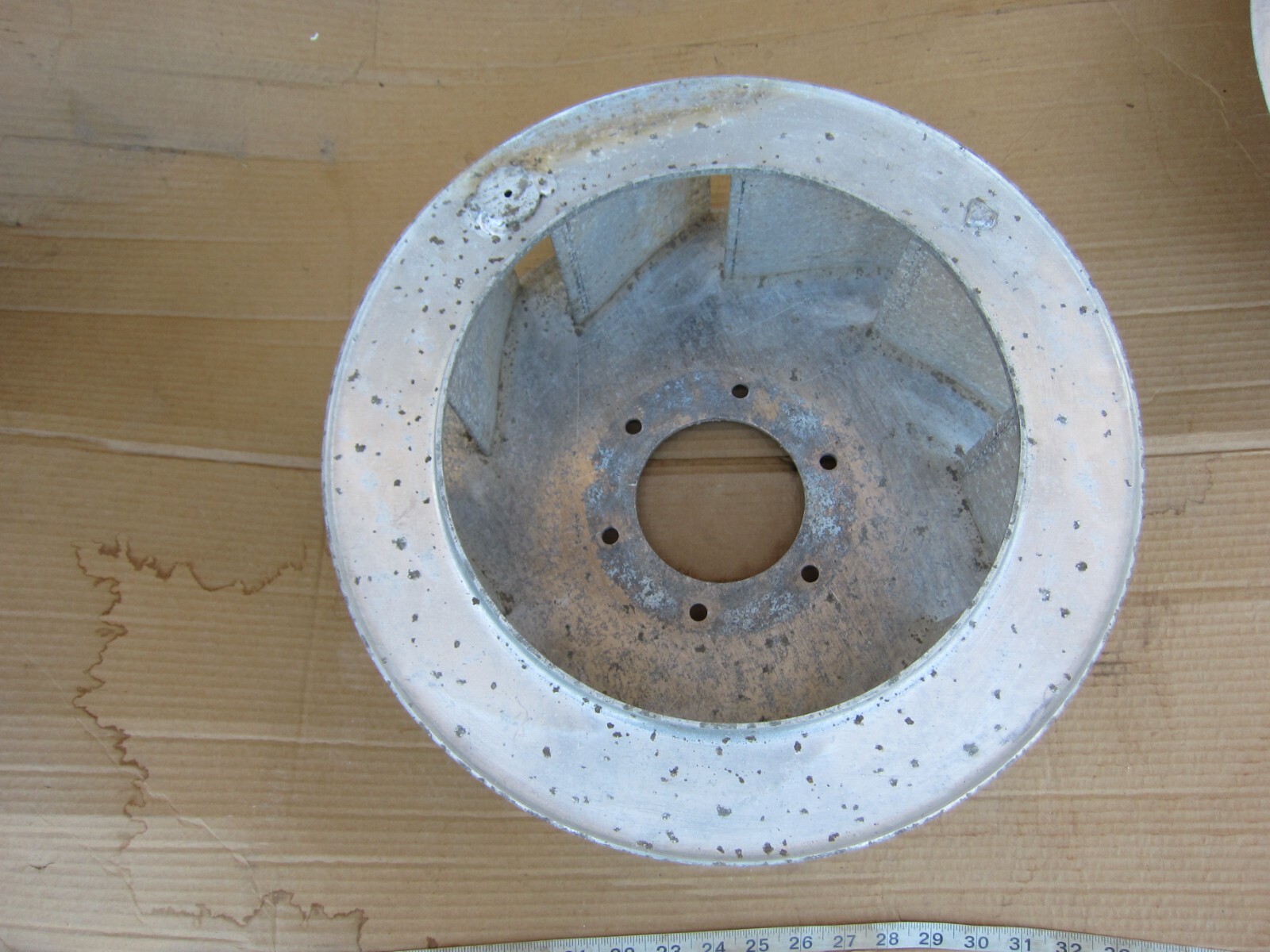 Purafil Wheel Dia 15¼", Width 5⅝", Bore Dia 4" Aluminum Blower Wheel, Used